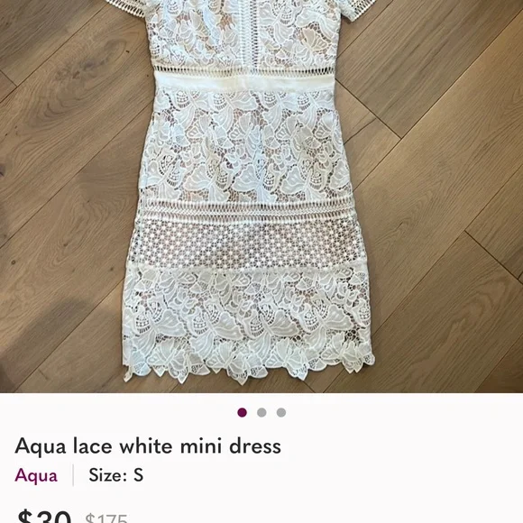 Aqua Lace White Dress Sz Small - Picture 10 of 10